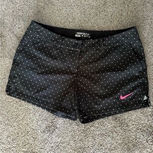 Nike Women's Black and Pink Polka Dot Shorts